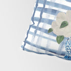 Watercolor Gingham Magnolias Ginger Jar Painting  Pillow Sham Gallery Image 4