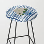 Watercolor Gingham Magnolias Ginger Jar Painting  Stool Gallery Image 2
