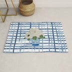 Watercolor Gingham Magnolias Ginger Jar Painting  Rug Gallery Image 1