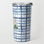 Watercolor Gingham Magnolias Ginger Jar Painting  Travel Mug Gallery Image 2