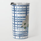 Watercolor Gingham Magnolias Ginger Jar Painting  Travel Mug Gallery Image 3