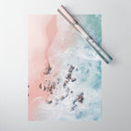 Aerial Beach Print - Pink Sand Beach - Ocean -  Sea Travel photography - Original Sea Bliss Wrapping Paper Gallery Image 1