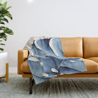 Watercolour Blue Monstera Throw Blanket Gallery Image 1