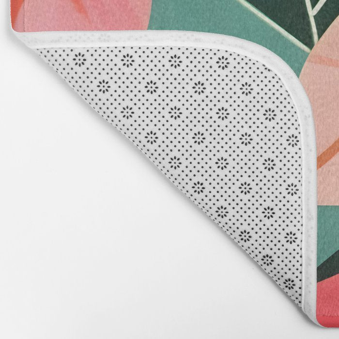 Back To the Tropical Island, Dark Botanical Nature Monstera, Plants Forest Leaves Banana Leaves, Bird of Paradise Illustration Bath Mat Gallery Image 2