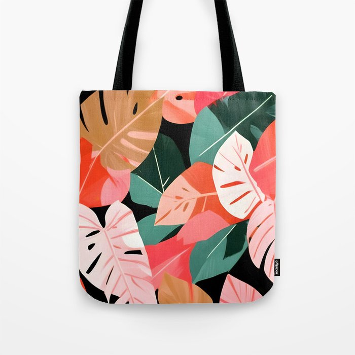 Back To the Tropical Island, Dark Botanical Nature Monstera, Plants Forest Leaves Banana Leaves, Bird of Paradise Illustration Tote Bag Gallery Image 1