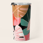 Back To the Tropical Island, Dark Botanical Nature Monstera, Plants Forest Leaves Banana Leaves, Bird of Paradise Illustration Travel Mug Gallery Image 3