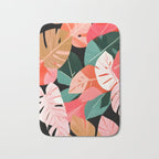 Back To the Tropical Island, Dark Botanical Nature Monstera, Plants Forest Leaves Banana Leaves, Bird of Paradise Illustration Bath Mat Gallery Image 1