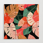 Back To the Tropical Island, Dark Botanical Nature Monstera, Plants Forest Leaves Banana Leaves, Bird of Paradise Illustration Wood Wall Art Gallery Image 1