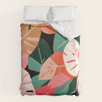 Back To the Tropical Island, Dark Botanical Nature Monstera, Plants Forest Leaves Banana Leaves, Bird of Paradise Illustration Duvet Cover Gallery Image 6