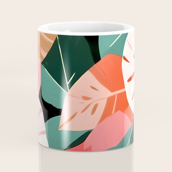 Back To the Tropical Island, Dark Botanical Nature Monstera, Plants Forest Leaves Banana Leaves, Bird of Paradise Illustration Coffee Mug Gallery Image 4