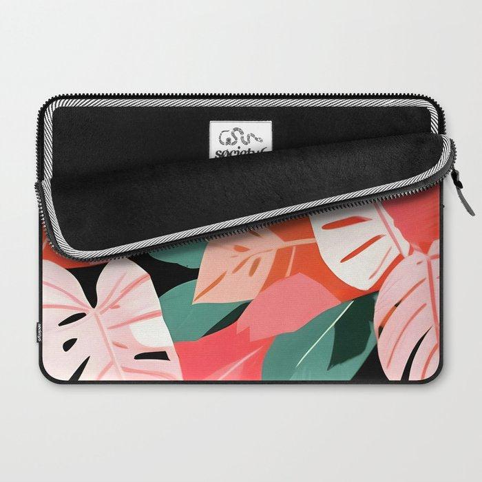 Back To the Tropical Island, Dark Botanical Nature Monstera, Plants Forest Leaves Banana Leaves, Bird of Paradise Illustration Laptop Sleeve Gallery Image 2