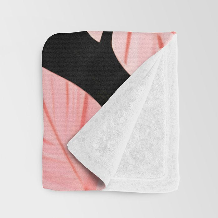 Back To the Tropical Island, Dark Botanical Nature Monstera, Plants Forest Leaves Banana Leaves, Bird of Paradise Illustration Throw Blanket Gallery Image 3
