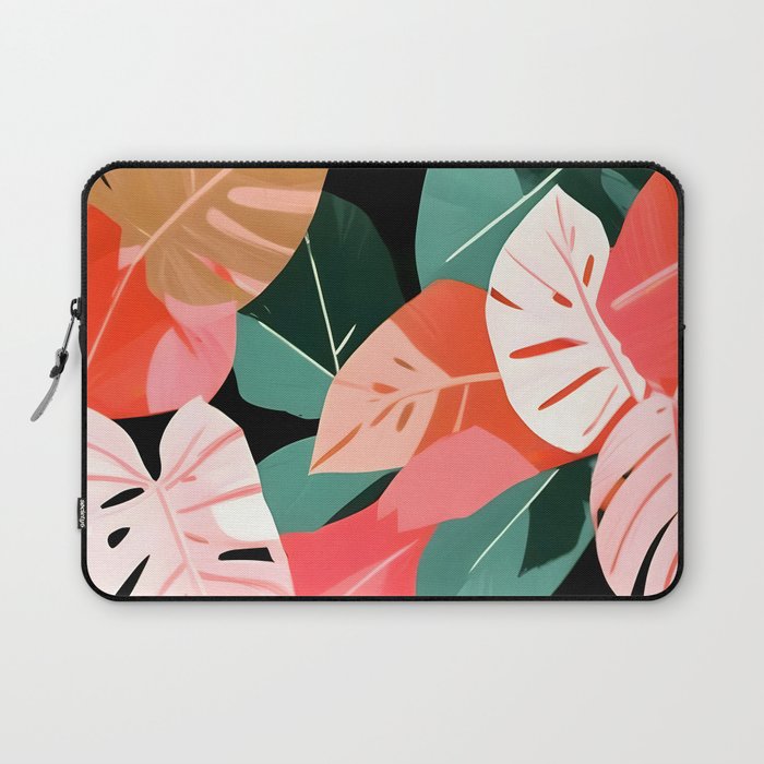 Back To the Tropical Island, Dark Botanical Nature Monstera, Plants Forest Leaves Banana Leaves, Bird of Paradise Illustration Laptop Sleeve Gallery Image 1