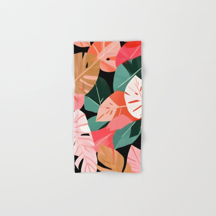 Back To the Tropical Island, Dark Botanical Nature Monstera, Plants Forest Leaves Banana Leaves, Bird of Paradise Illustration Bath Towel Gallery Image 1