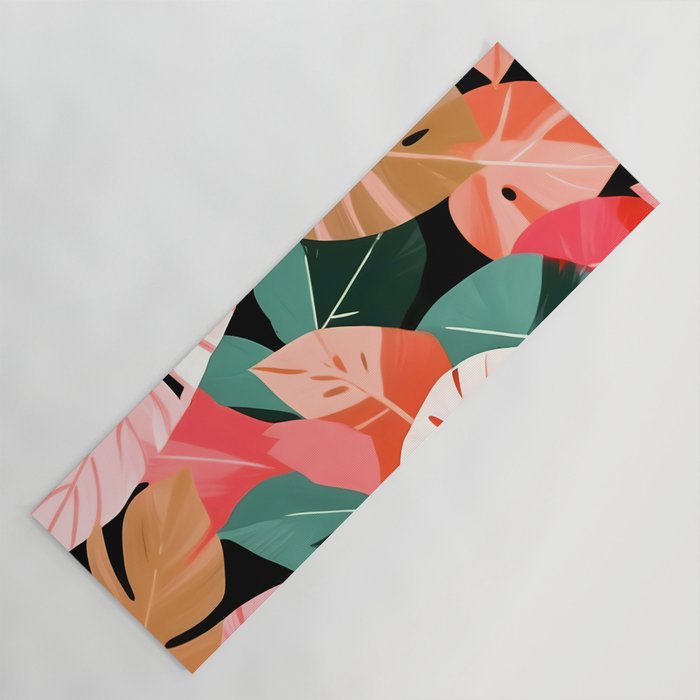 Back To the Tropical Island, Dark Botanical Nature Monstera, Plants Forest Leaves Banana Leaves, Bird of Paradise Illustration Yoga Mat Gallery Image 1
