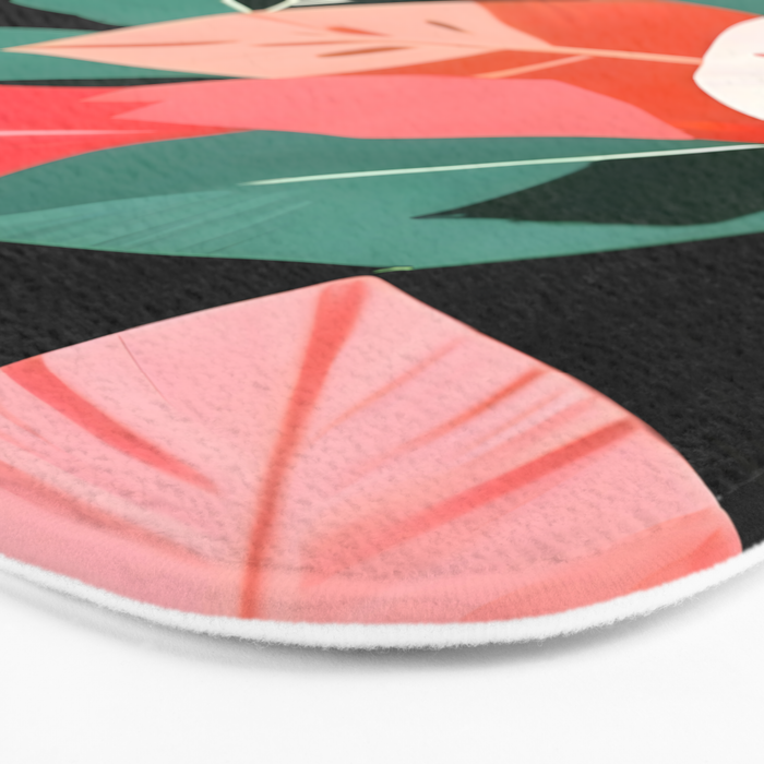 Back To the Tropical Island, Dark Botanical Nature Monstera, Plants Forest Leaves Banana Leaves, Bird of Paradise Illustration Bath Mat Gallery Image 3