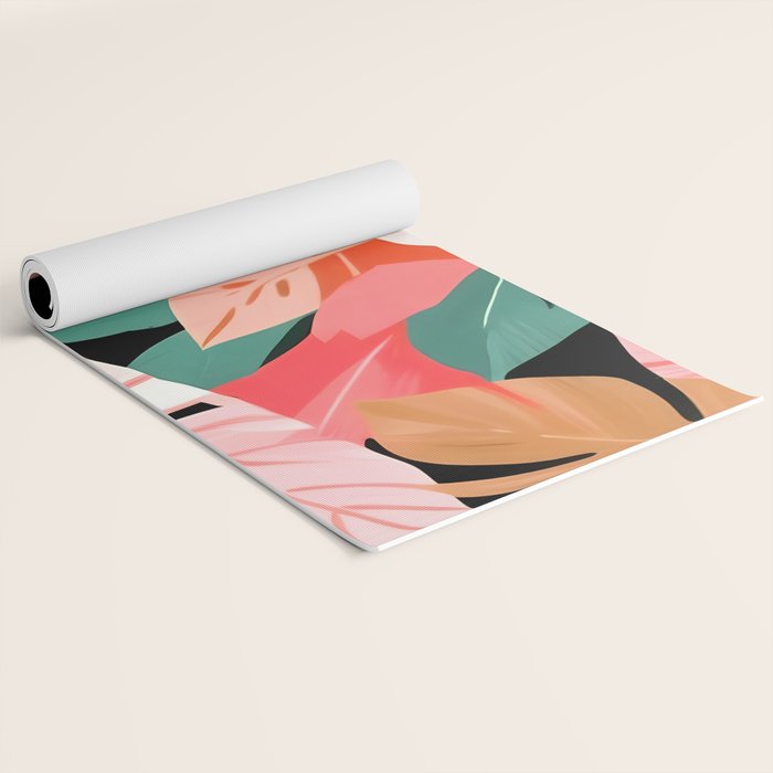 Back To the Tropical Island, Dark Botanical Nature Monstera, Plants Forest Leaves Banana Leaves, Bird of Paradise Illustration Yoga Mat Gallery Image 2