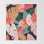 Back To the Tropical Island, Dark Botanical Nature Monstera, Plants Forest Leaves Banana Leaves, Bird of Paradise Illustration Throw Blanket Gallery Image 2