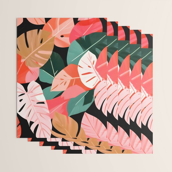 Back To the Tropical Island, Dark Botanical Nature Monstera, Plants Forest Leaves Banana Leaves, Bird of Paradise Illustration Wrapping Paper Gallery Image 3