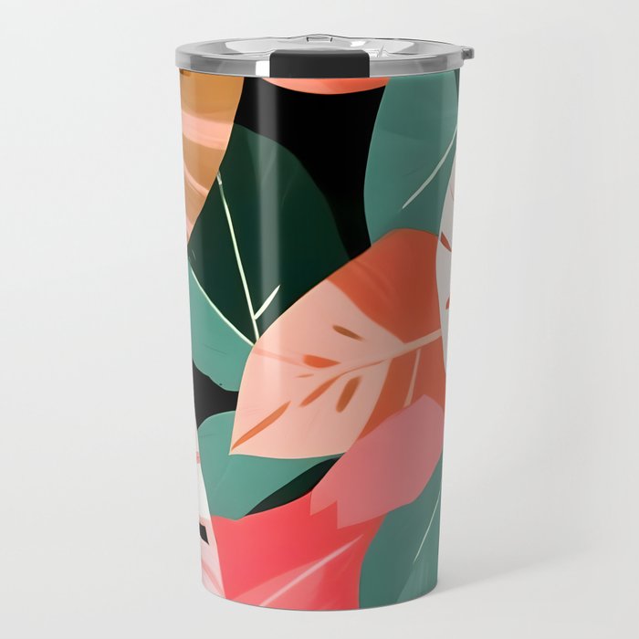 Back To the Tropical Island, Dark Botanical Nature Monstera, Plants Forest Leaves Banana Leaves, Bird of Paradise Illustration Travel Mug Gallery Image 1