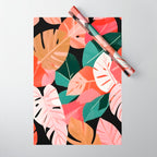 Back To the Tropical Island, Dark Botanical Nature Monstera, Plants Forest Leaves Banana Leaves, Bird of Paradise Illustration Wrapping Paper Gallery Image 1