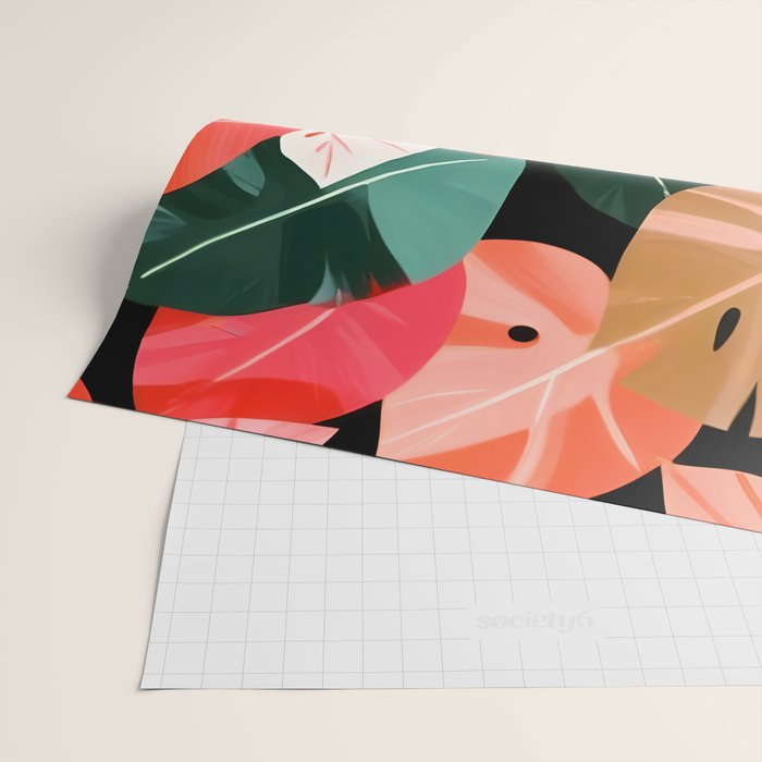 Back To the Tropical Island, Dark Botanical Nature Monstera, Plants Forest Leaves Banana Leaves, Bird of Paradise Illustration Wrapping Paper Gallery Image 2