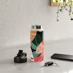 Back To the Tropical Island, Dark Botanical Nature Monstera, Plants Forest Leaves Banana Leaves, Bird of Paradise Illustration Water Bottle Gallery Image 4