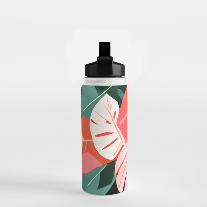 Back To the Tropical Island, Dark Botanical Nature Monstera, Plants Forest Leaves Banana Leaves, Bird of Paradise Illustration Water Bottle Gallery Image 2