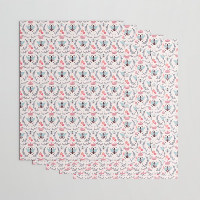 Queen Bee - Coral Pink Wrapping Paper Gallery Image 3