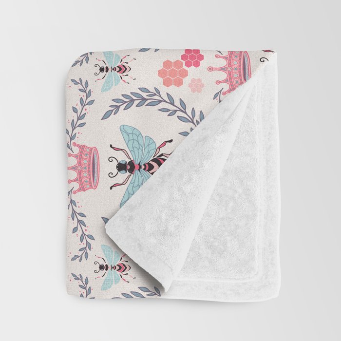 Queen Bee - Coral Pink Throw Blanket Gallery Image 3