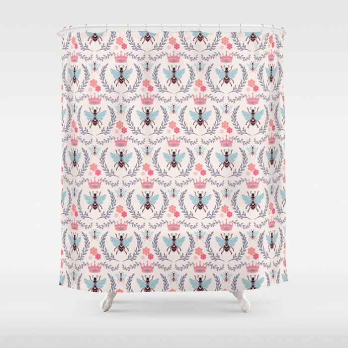 Queen Bee - Coral Pink Shower Curtain Gallery Image 1