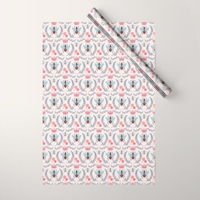 Queen Bee - Coral Pink Wrapping Paper Gallery Image 1
