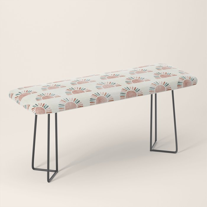 block print suns - jade and dusty rose Bench Gallery Image 1
