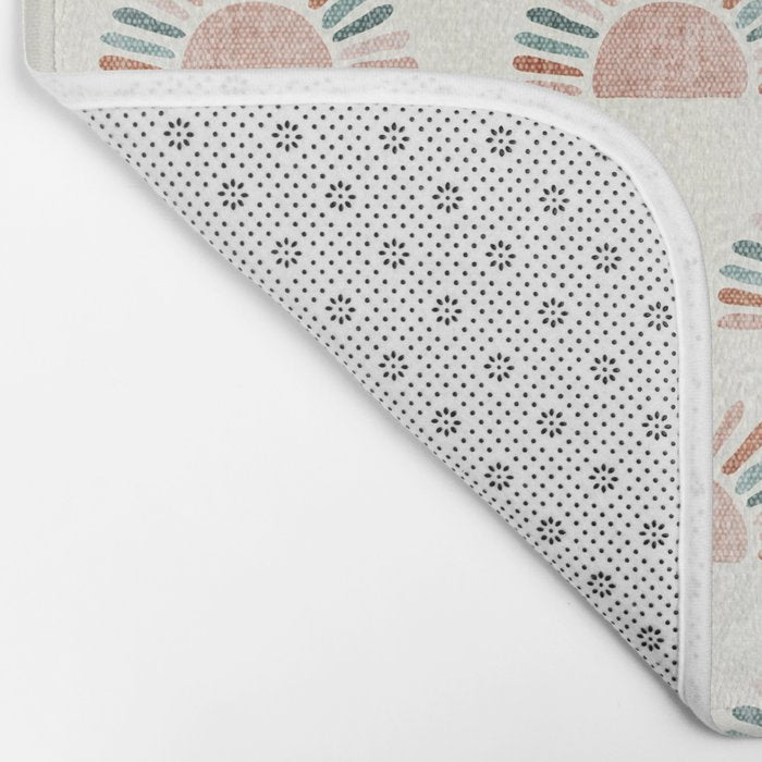 block print suns - jade and dusty rose Bath Mat Gallery Image 2