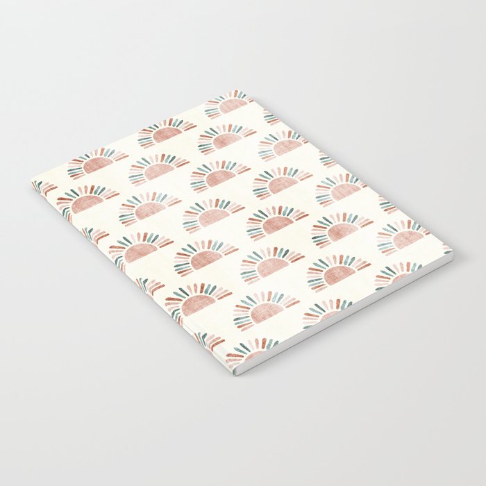 block print suns - jade and dusty rose Notebook Gallery Image 2