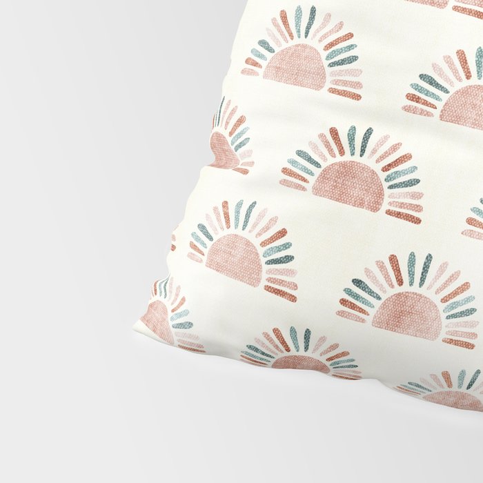 block print suns - jade and dusty rose Pillow Sham Gallery Image 4