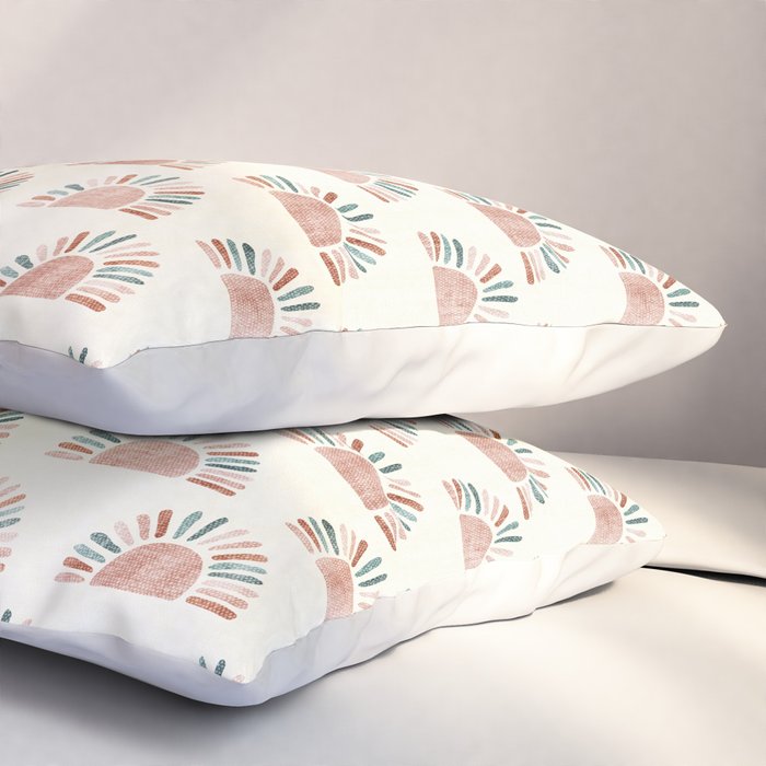 block print suns - jade and dusty rose Pillow Sham Gallery Image 3