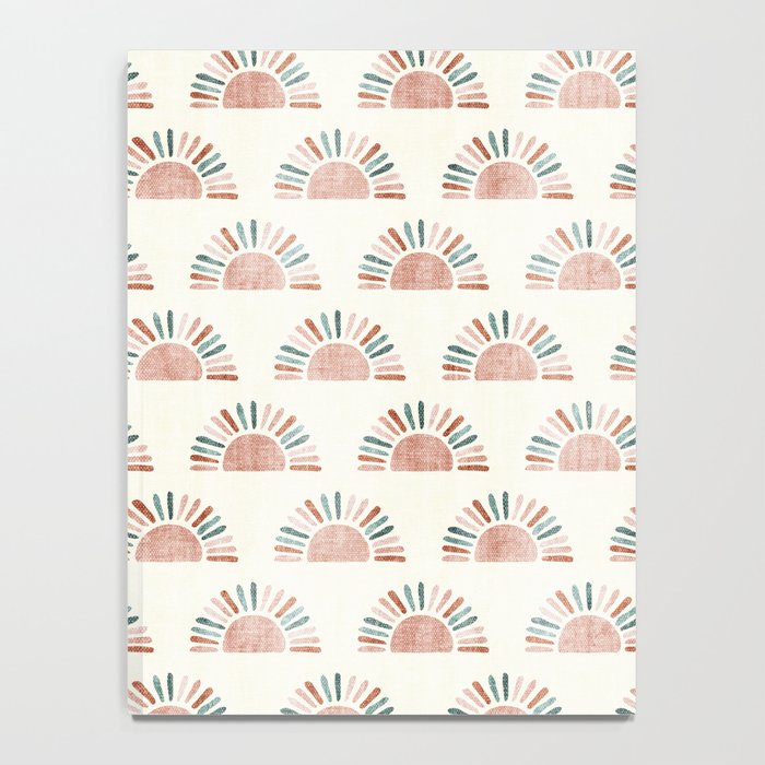 block print suns - jade and dusty rose Notebook Gallery Image 4