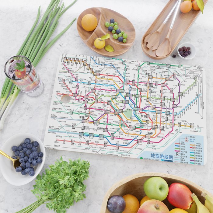 Tokyo Subway Map Cutting Board Gallery Image 2