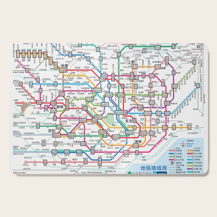 Tokyo Subway Map Cutting Board Gallery Image 1
