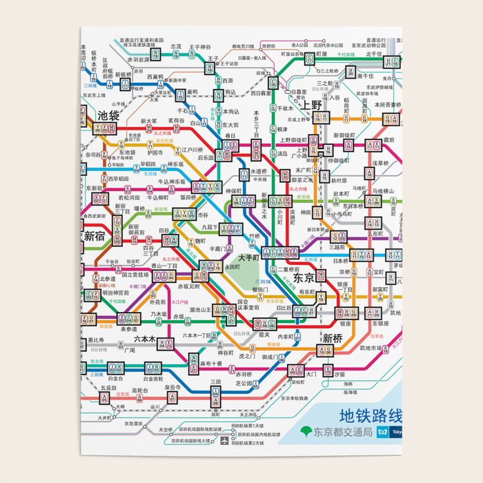 Tokyo Subway Map Poster