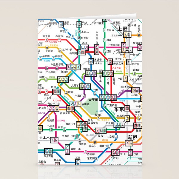 Tokyo Subway Map Stationery Card Gallery Image 2