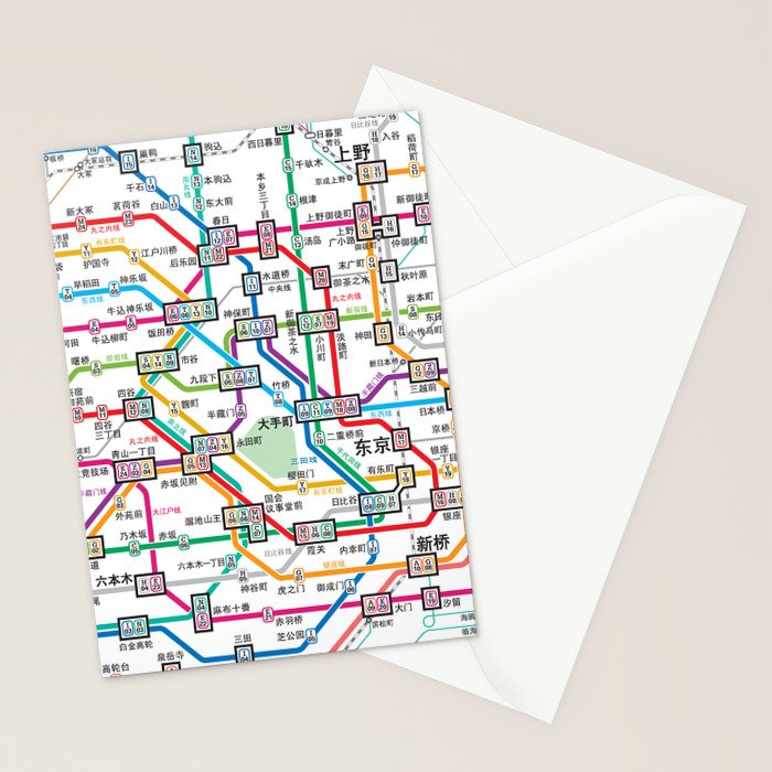 Tokyo Subway Map Stationery Card Gallery Image 2
