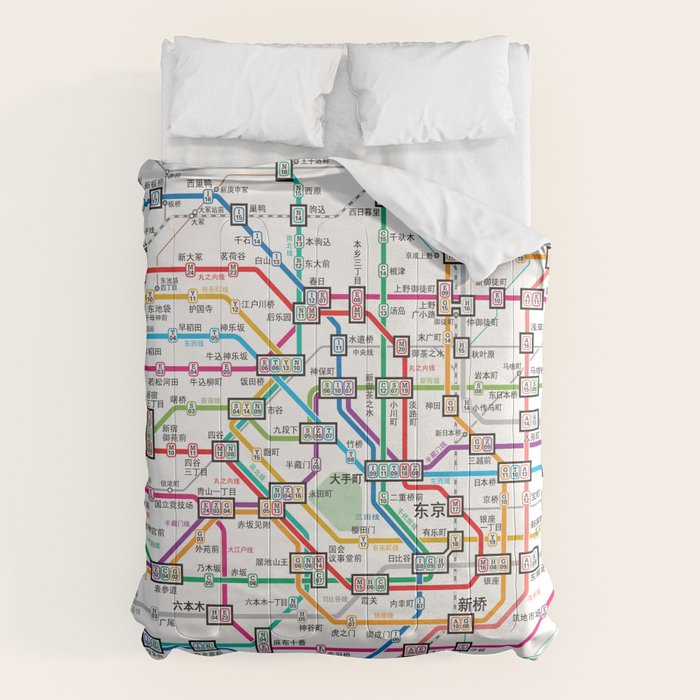 Tokyo Subway Map Comforter Gallery Image 1