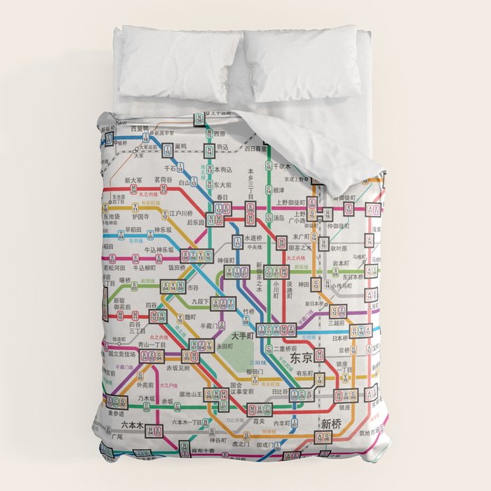 Tokyo Subway Map Duvet Cover Gallery Image 1