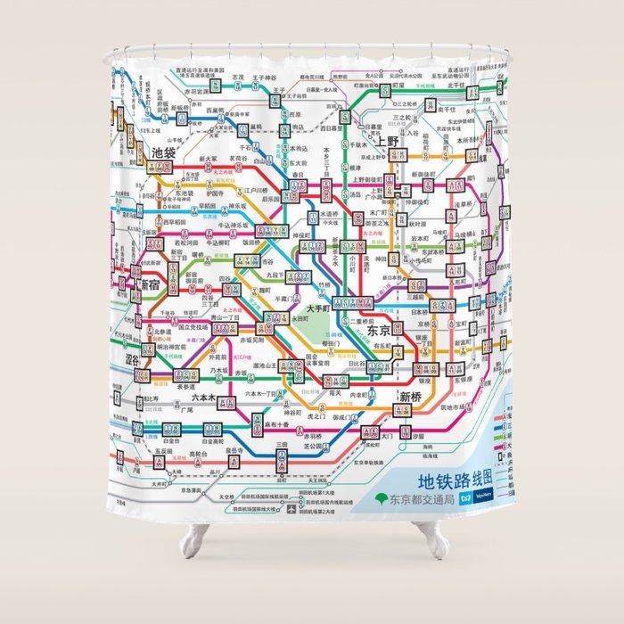 Tokyo Subway Map Shower Curtain Gallery Image 1