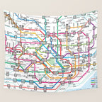 Tokyo Subway Map Wall Tapestry Gallery Image 4