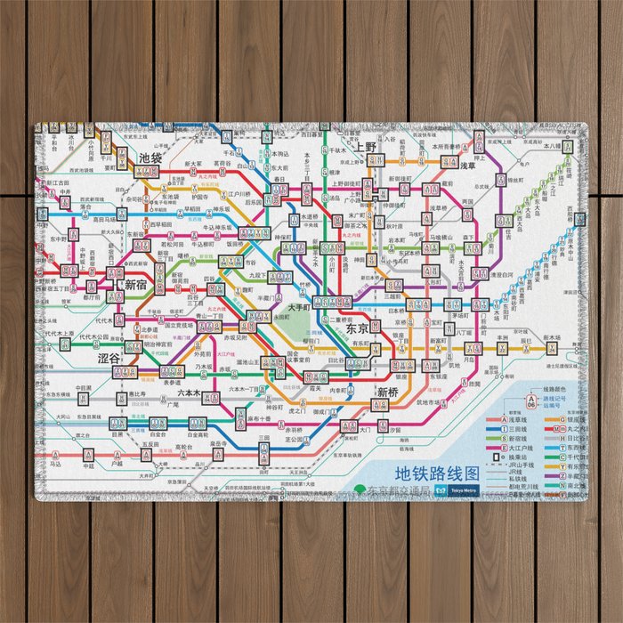 Tokyo Subway Map Outdoor Rug Gallery Image 1