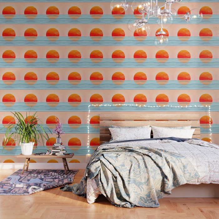 Minimalist Sunset 2 in Orange and Blue Wallpaper Gallery Image 1