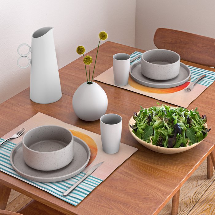 Minimalist Sunset 2 in Orange and Blue Placemat Gallery Image 2